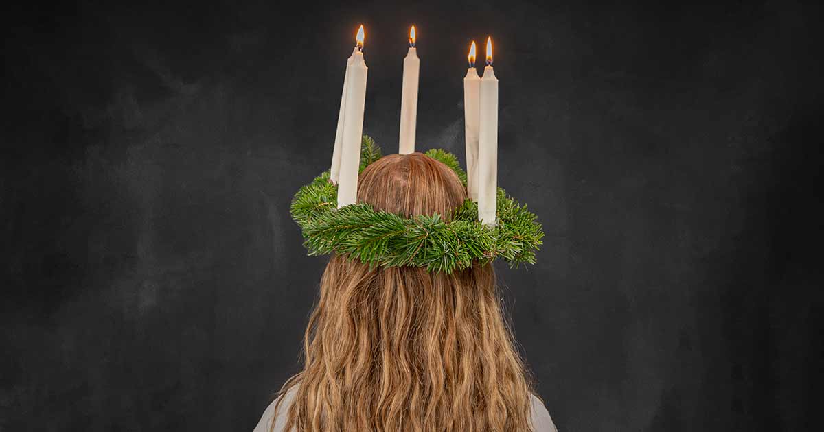 Bambo Nature Happy Holidays Christmas facts Lucia bride with lights in her hair