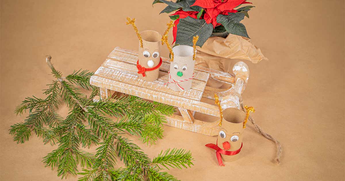 Bambo Nature Happy Holidays DIY paper roll reindeer step by step