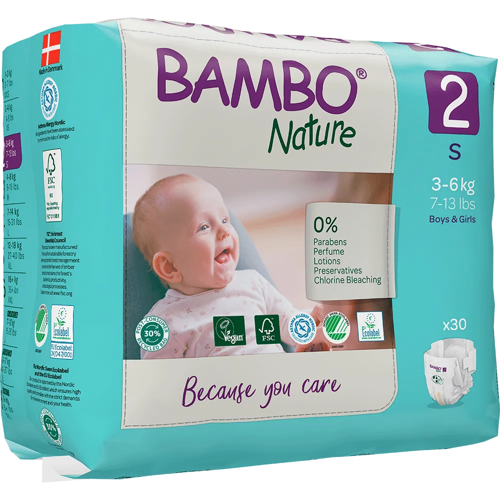 Bambo Nature Windeln Größe 2 (3-6 kg), 30 St