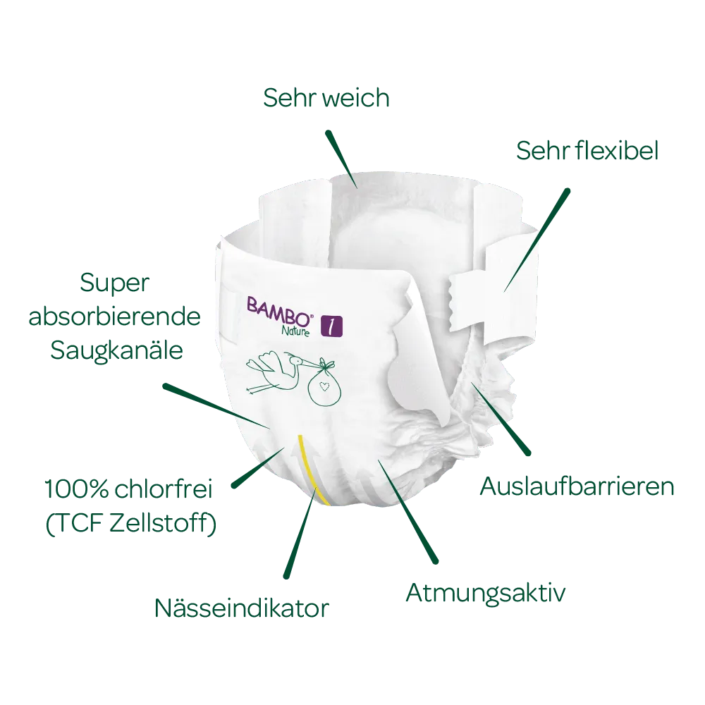 Bambo Nature Windeln Größe 1 (2-4 kg), 22 St