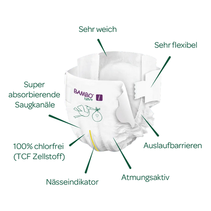 Bambo Nature Windeln Größe 1 (2-4 kg), 22 St